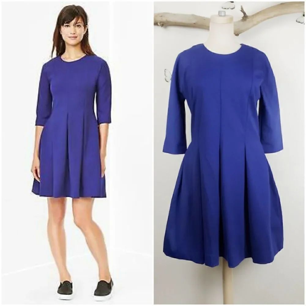 Gap ponte knit blue dress with pockets long sleeve